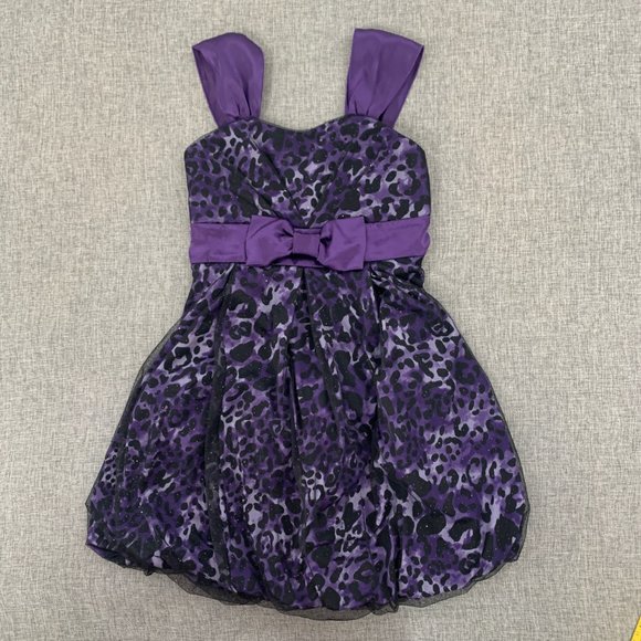 Speechless Other - Speechless Girls Formal purple Dress 8 Wide Straps Sleeveless Leopard Print